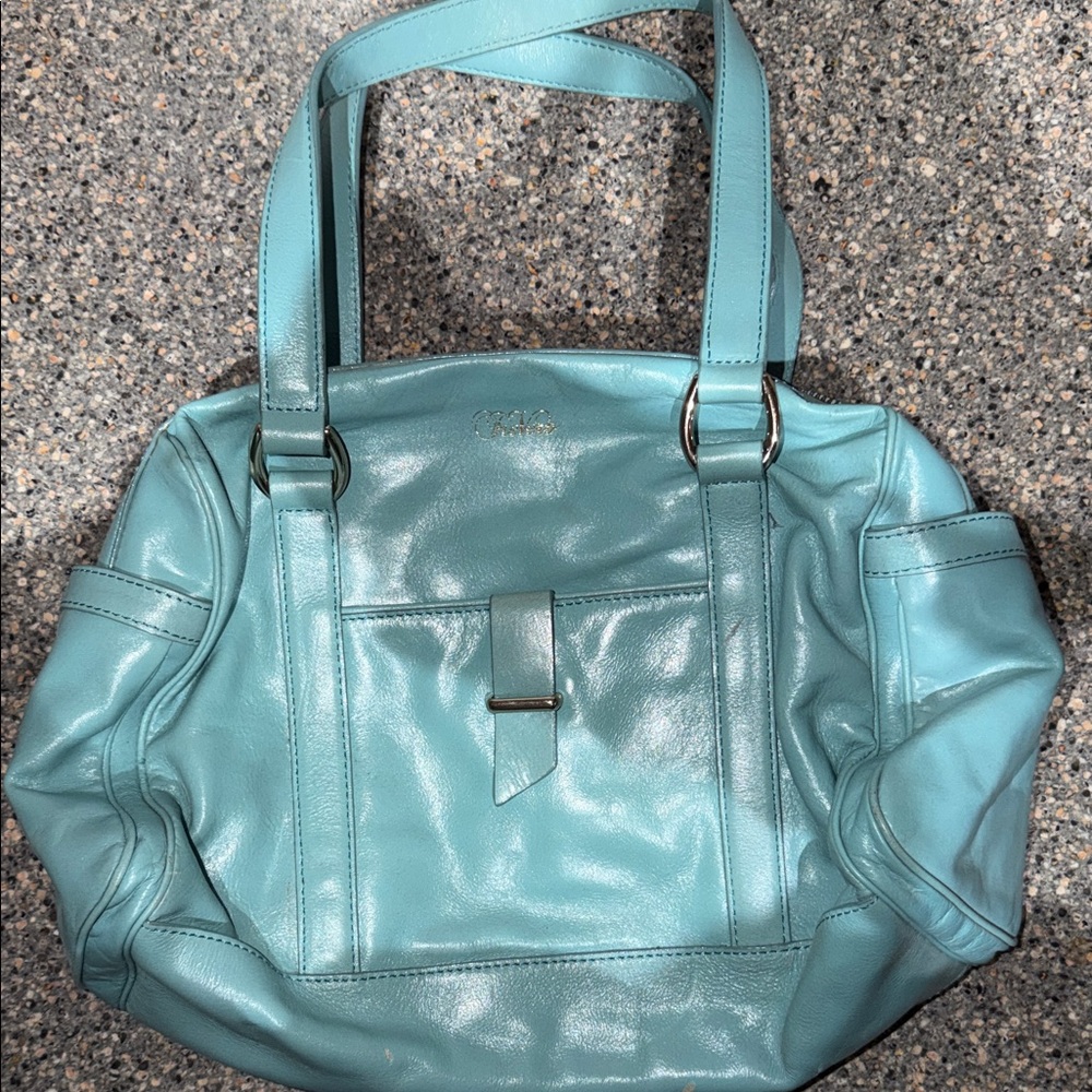 Tre Vero Teal Leather Shoulder Bag